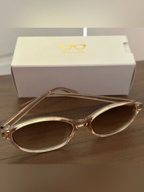 Women's Clear Pink/Beige Cat Eye Sunglasses with UV protection